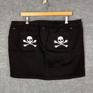 TRIPP NYC Black Denim Mini‎ Skirt Skull Crossbones Punk Goth Emo Size 26